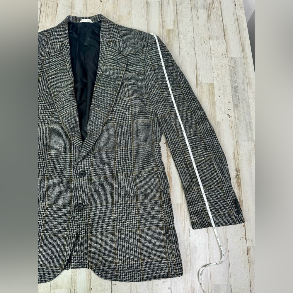 Haggar Mens Sport Coat Two Button Gray Nailshead Glen Checked Silk 44L - Picture 2 of 13